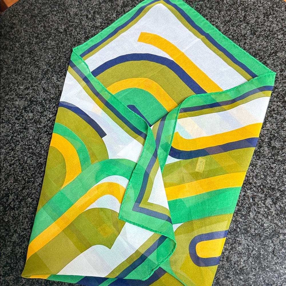 Vintage Colorful Teijin Scarf Geometric Design from Japan - Picture 5 of 10